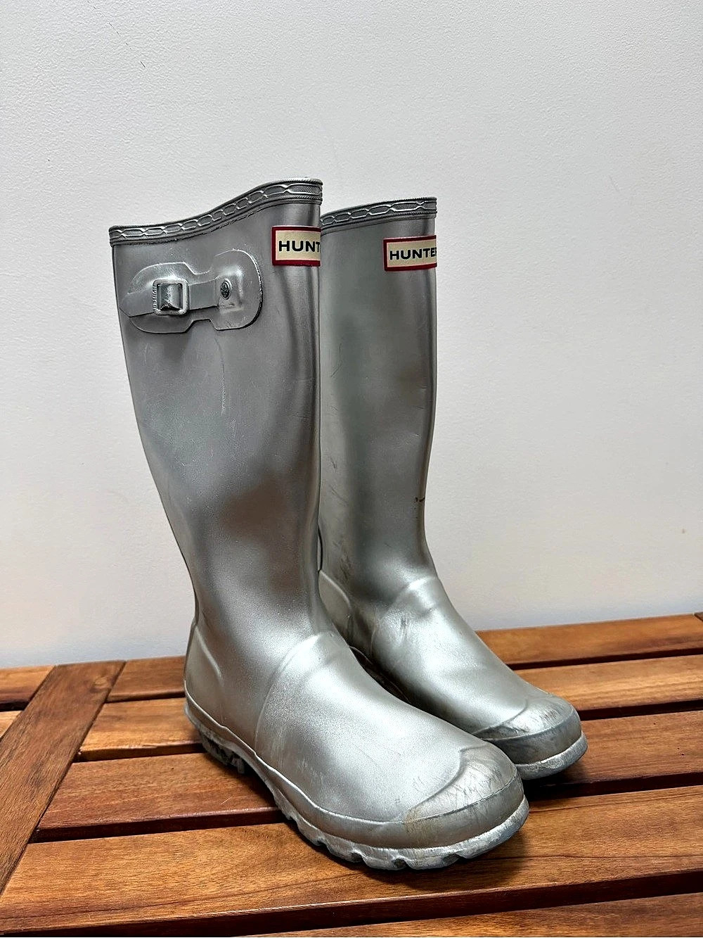 Hunter Original Tall Metallic Rain Boots Silver Size EU 35 36